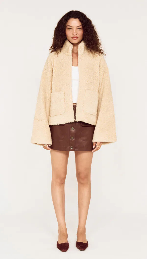 Mink Pink Zola Sherpa Jacket Stone