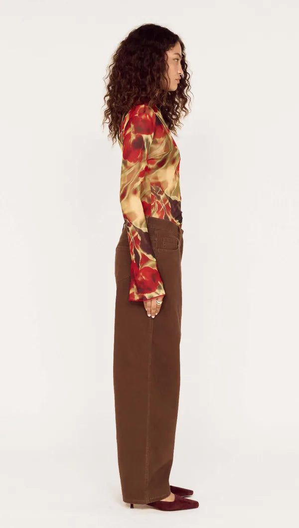 Mink Pink Kiara Barrel Leg Denim Chocolate