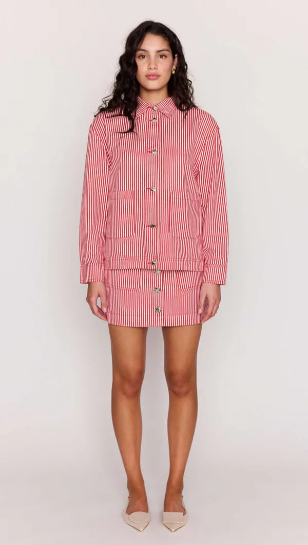 Mink Pink Freya Stripe Denim Jacket