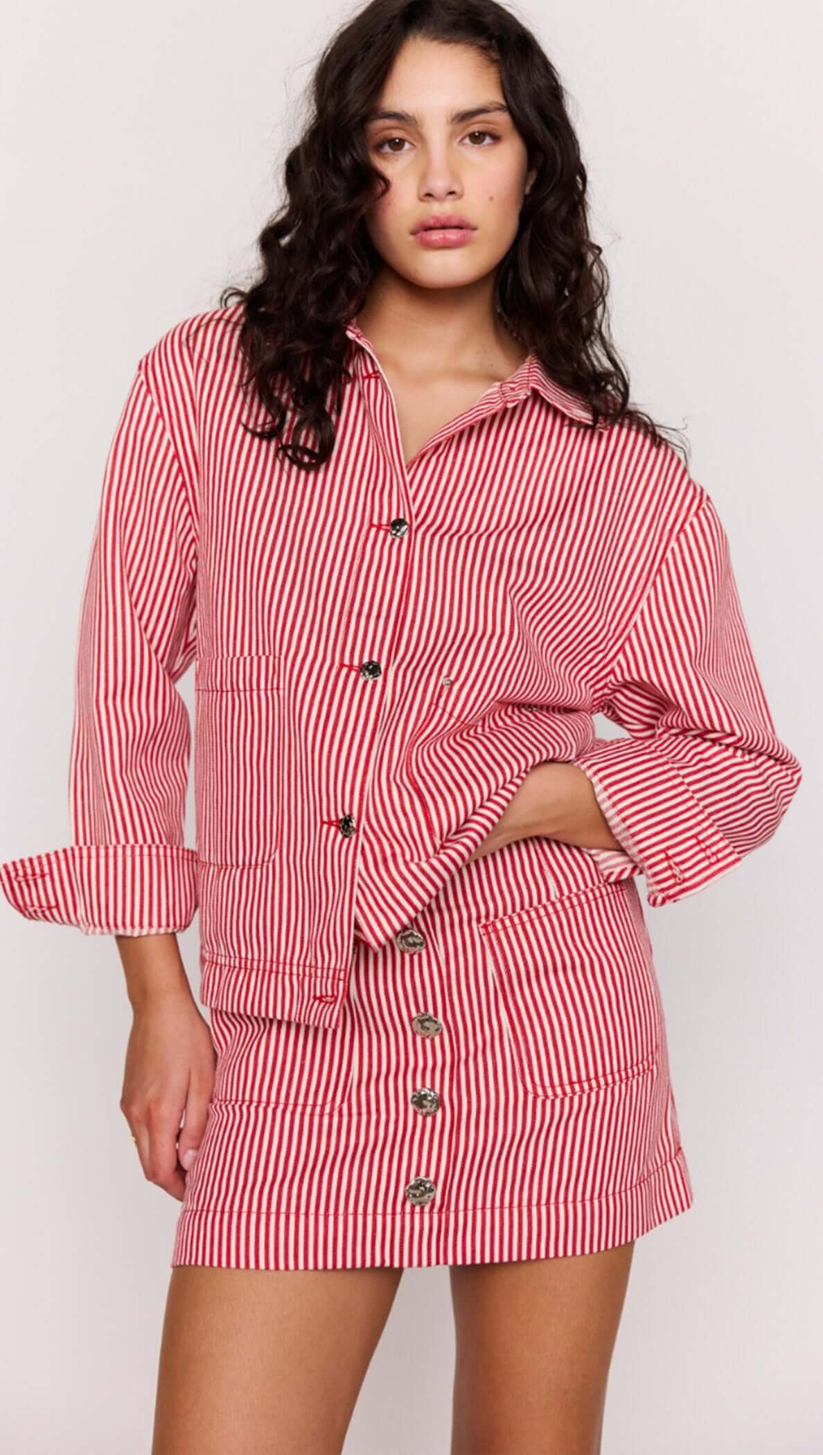 Mink Pink Freya Stripe Denim Jacket