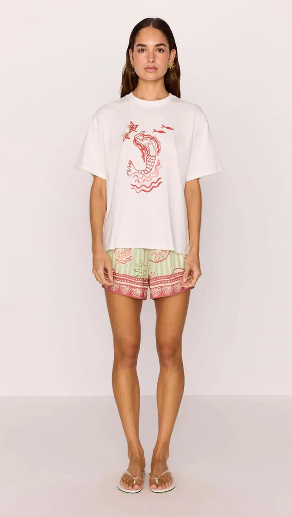 Mink Pink Soleil Printed Mermaid Tee White