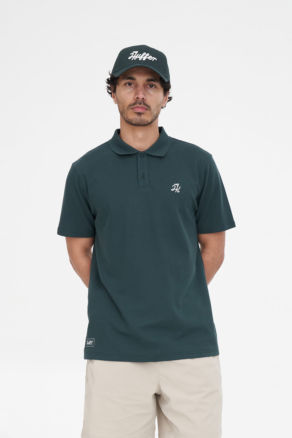 Huffer Mens Classic SS Polo Golf Green