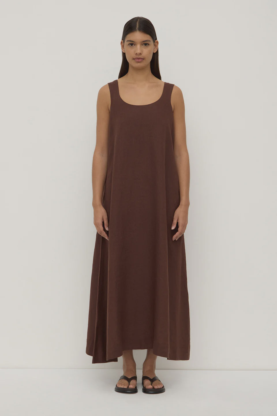 Assembly Maree Linen Midi Dress Espresso