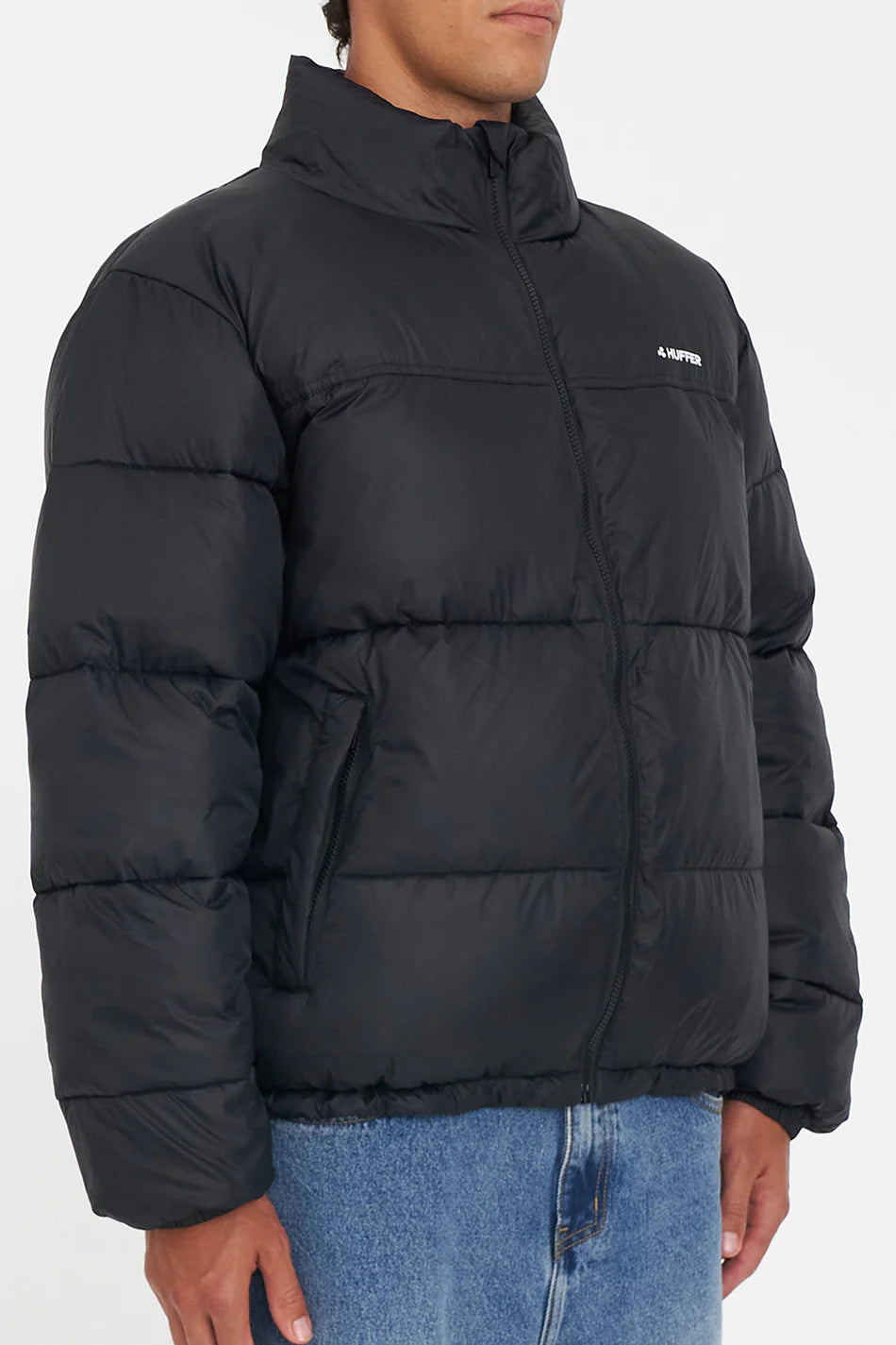 Huffer Mens Rider Puffer Jacket Black