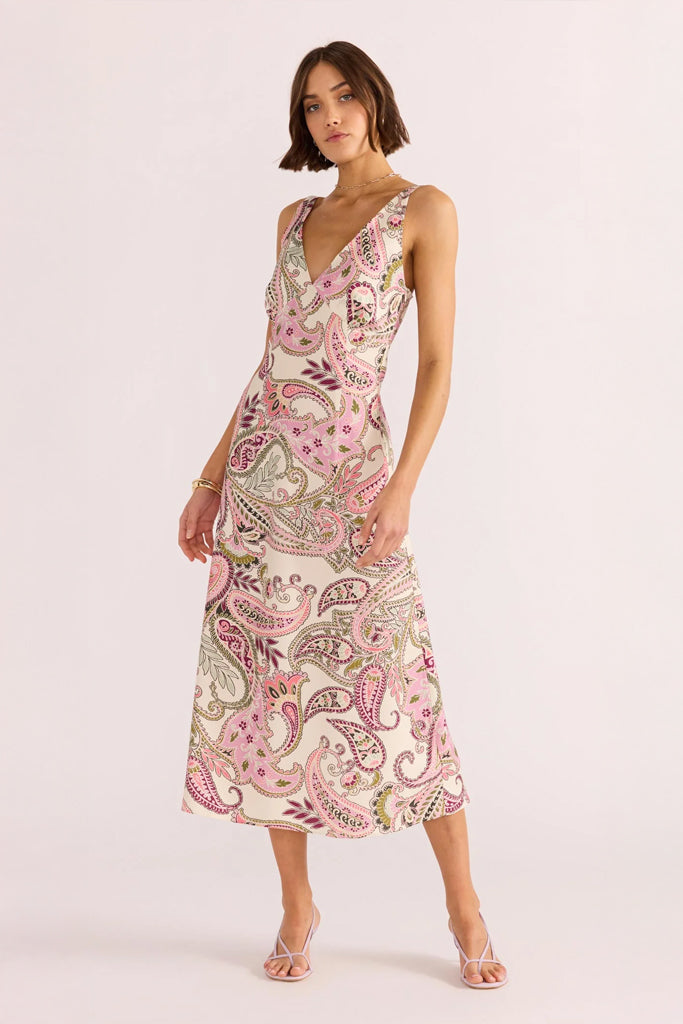 Mink Pink Cadence Bias Mini Dress Pink Paisley