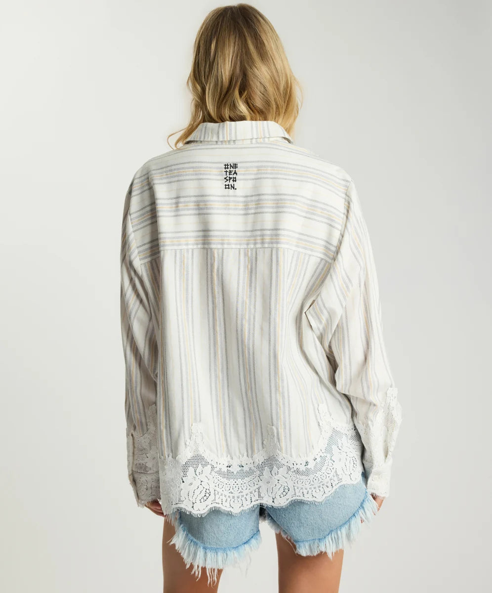 One Teaspoon Moonlight Prairie Tuxedo Shirt Stripe.