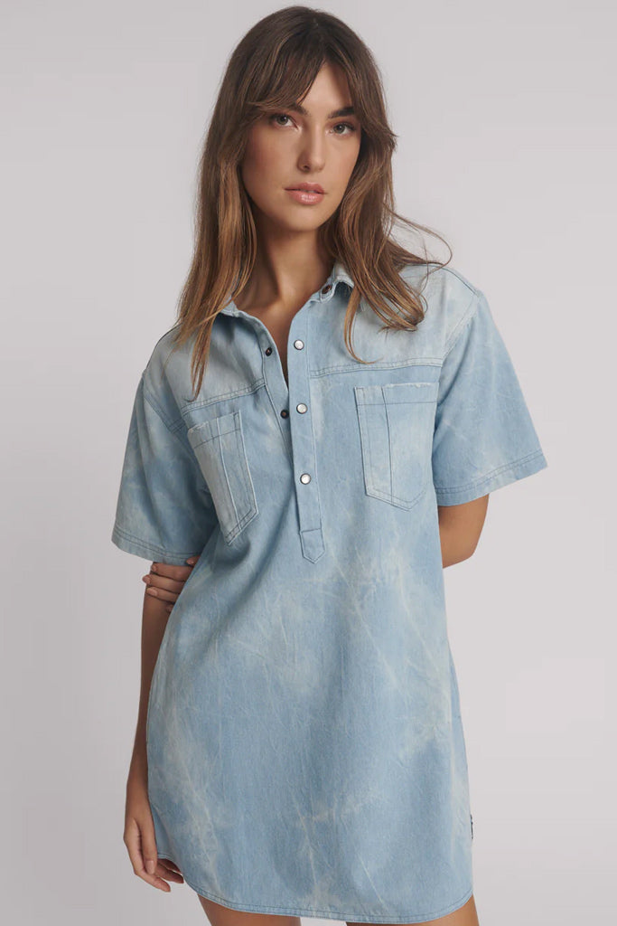 One Teaspoon Cloudy Blue Pixie Denim Shirt Dress Froth