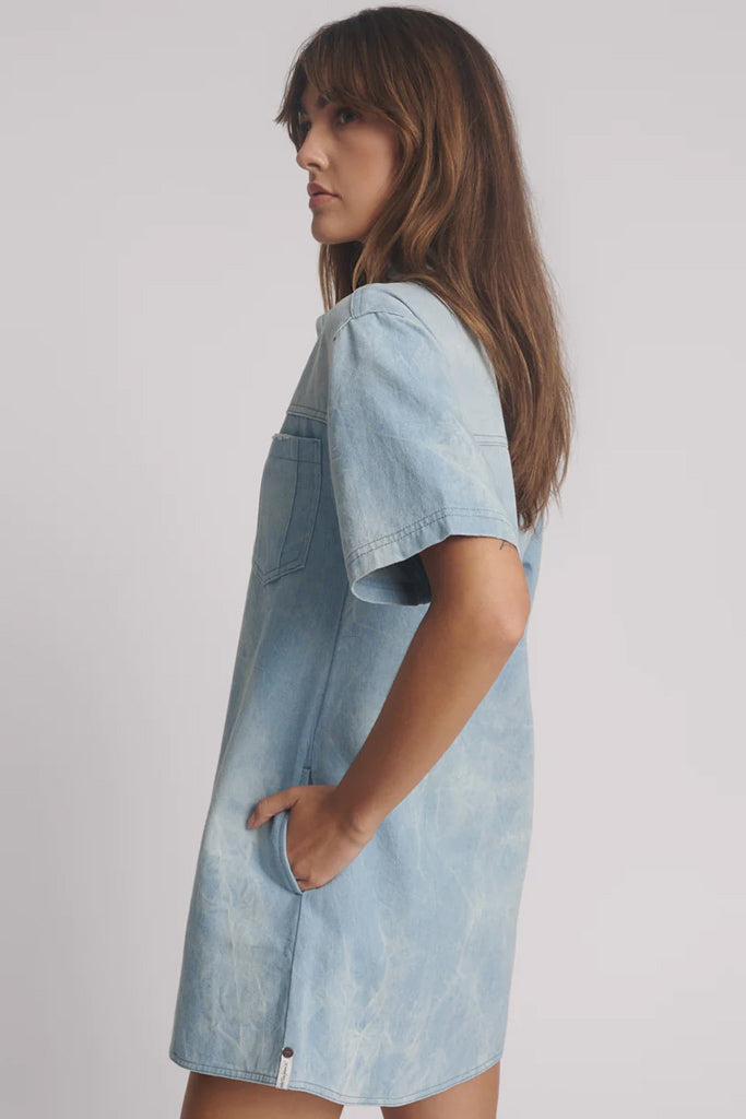 One Teaspoon Cloudy Blue Pixie Denim Shirt Dress Froth