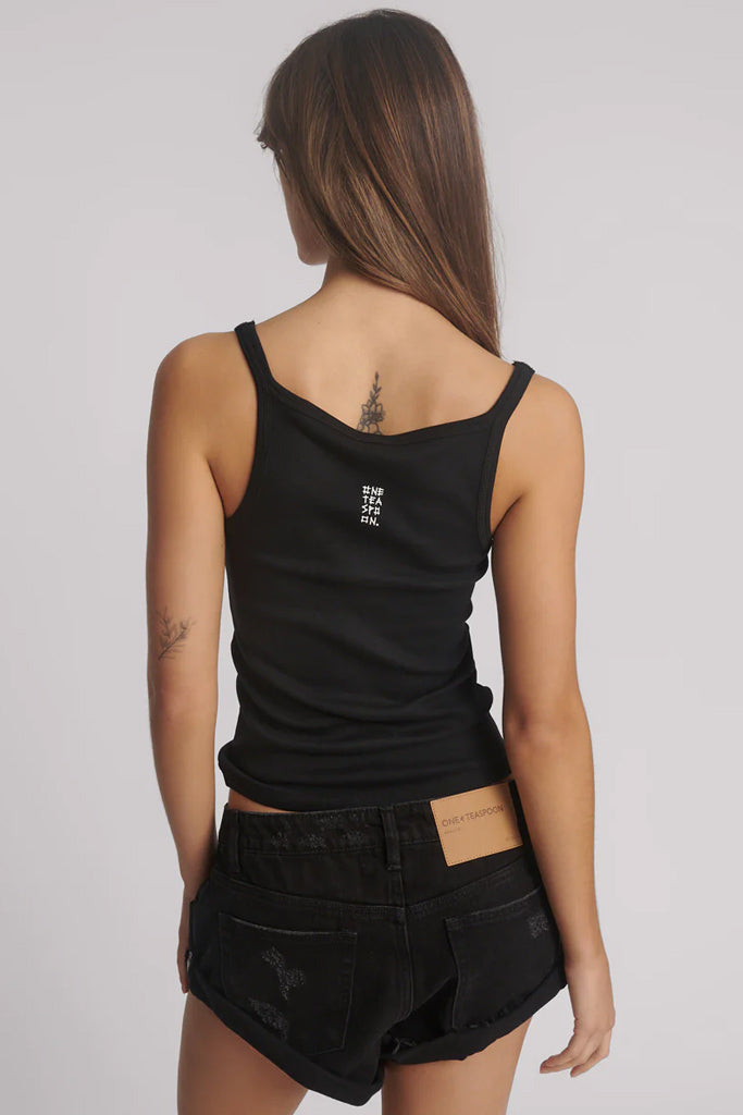 One Teaspoon Fine Rib Singlet Black