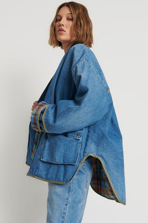 One Teaspoon Kimono Denim Quilted Jacket Ciao Blue