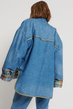 One Teaspoon Kimono Denim Quilted Jacket Ciao Blue