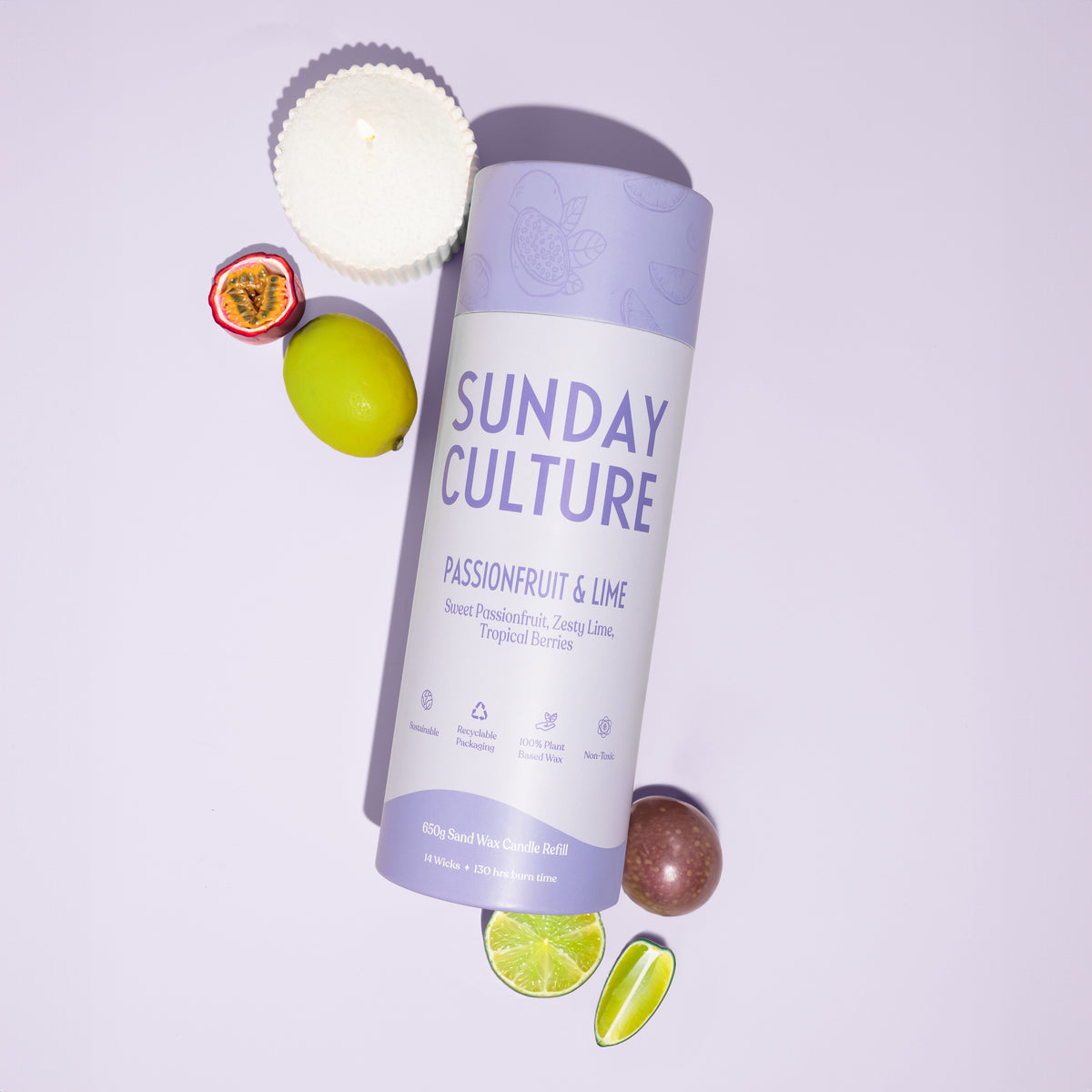 Sunday Culture Large Passionfruit &amp; Lime Ready-to-Pour Sand Wax