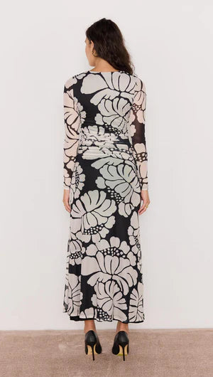 Mink Pink Persephone Mesh Maxi Dress Blkflo