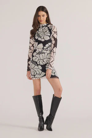 Mink Pink Persephone Mesh Mini Dress  Blkflo