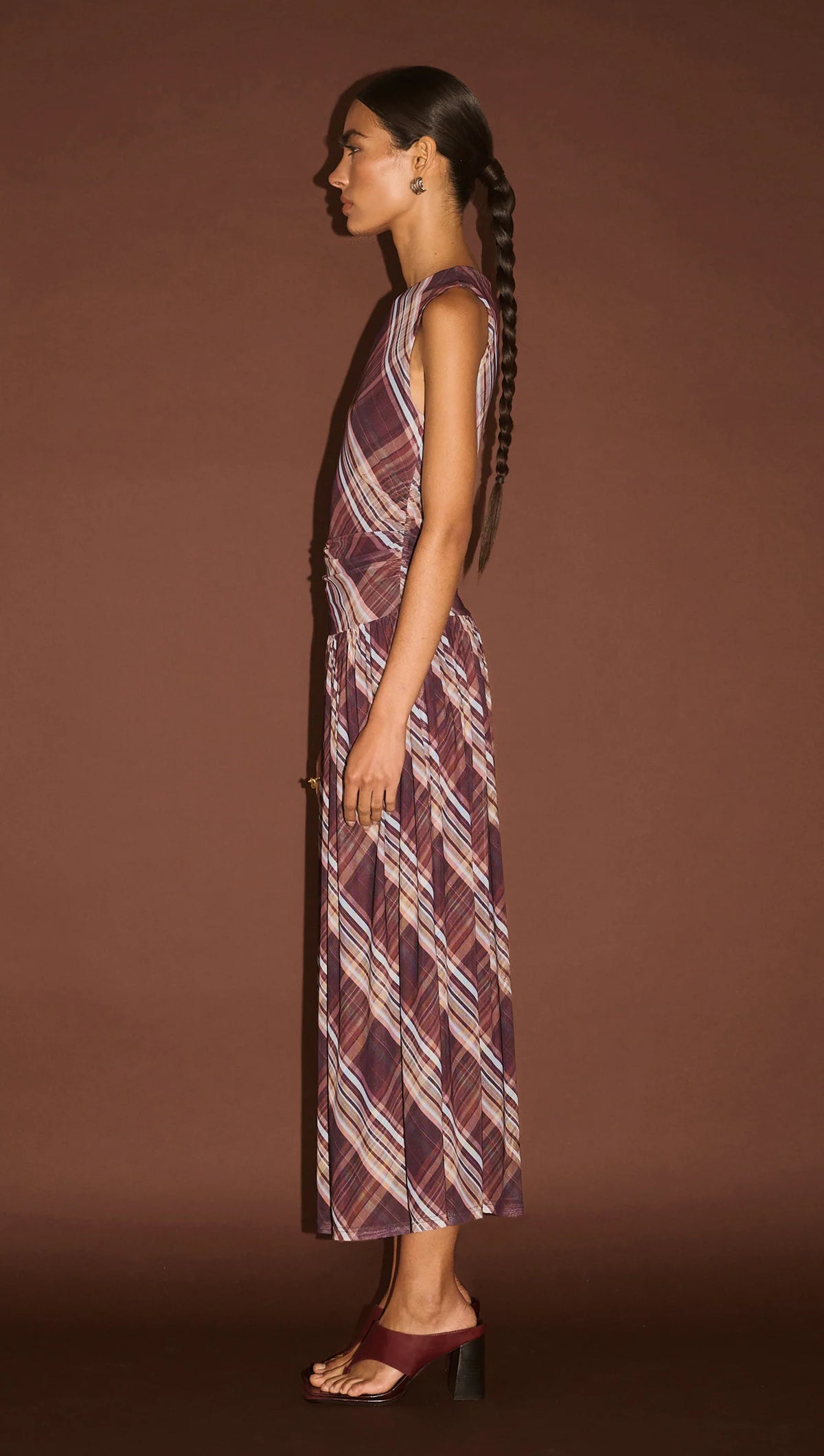 Staple The Label Arles Drop Waist Mesh Dress Check
