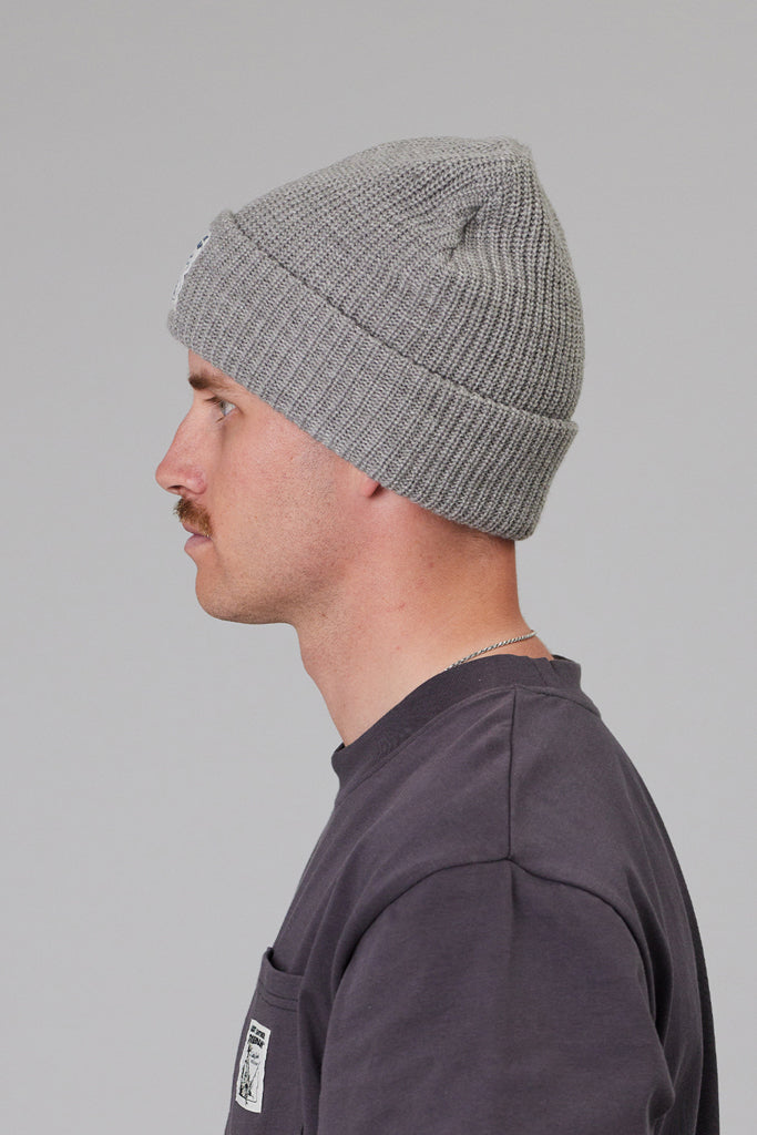 Just Another Fisherman Quality Goods Beanie Grey Marle