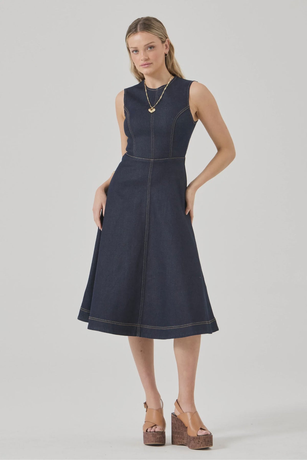 Rollas Midi Dress Madame Indigo