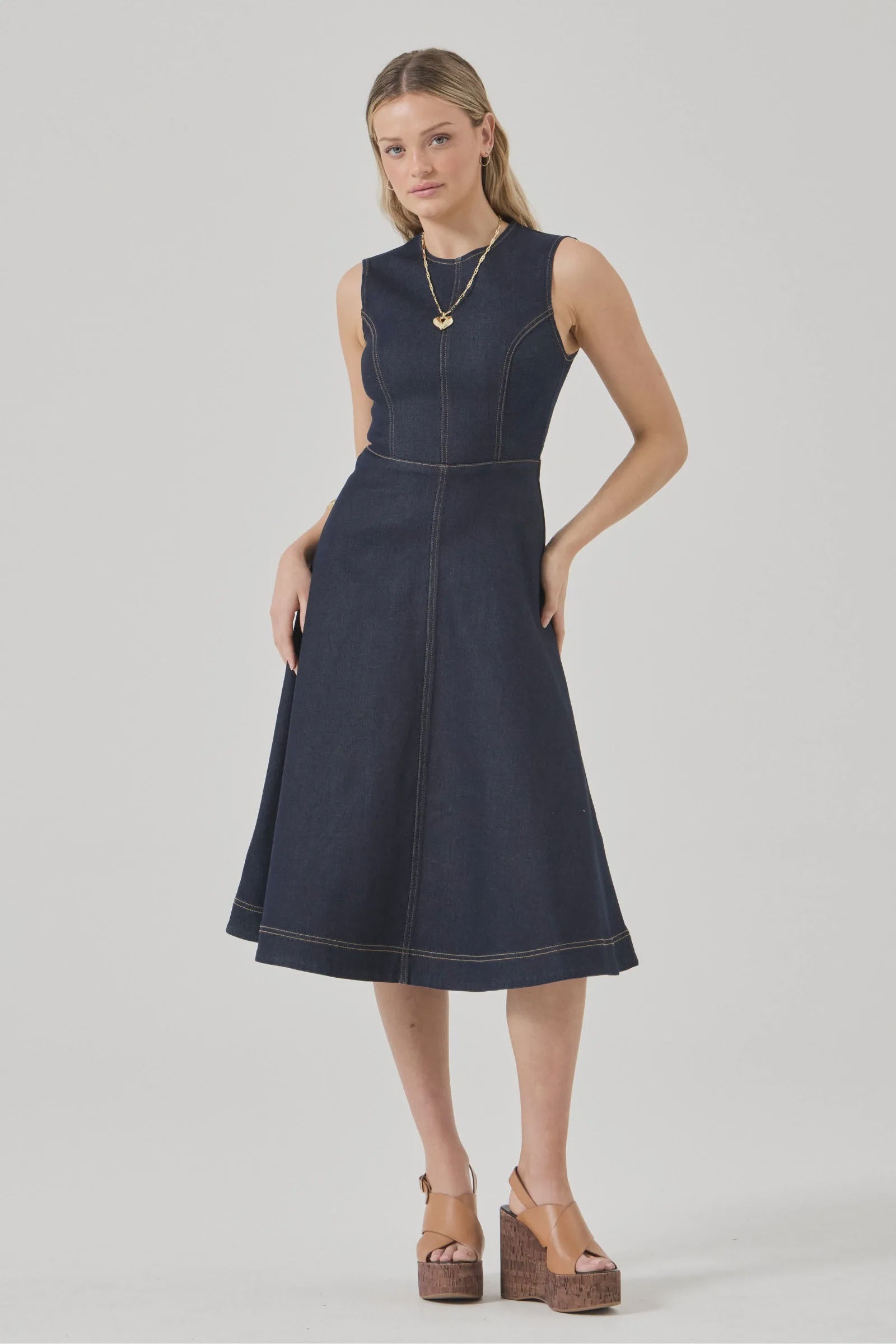 Rollas Midi Dress Madame Indigo