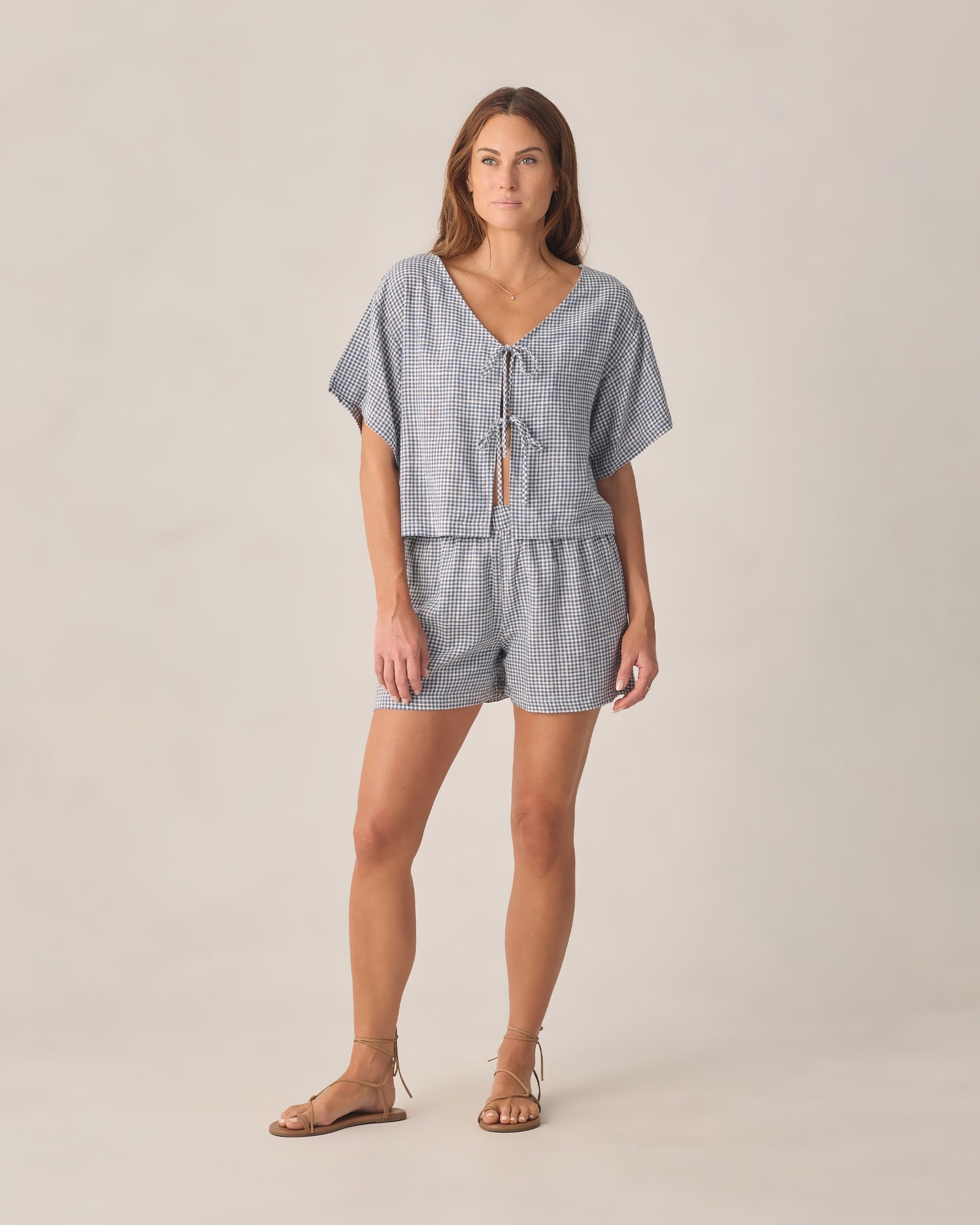 Rylee + Cru Womens Juniper Set Marine Gingham