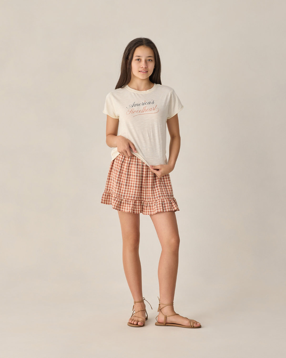 Rylee + Cru Teen Jess Mini Skirt Poppy Gingham