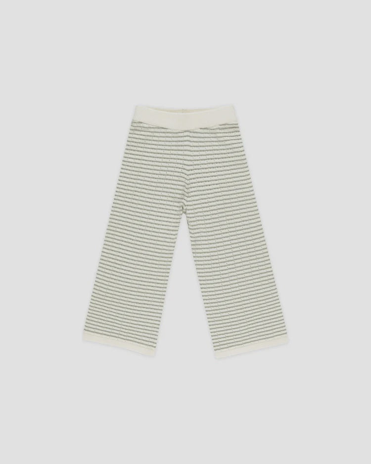Rylee + Cru Knit Wide Leg Pant - Sage Stripe