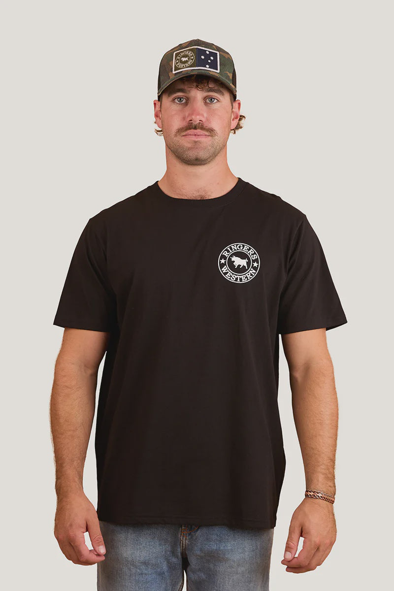 Ringers Western Signature Bull Mens Loose Tee-Black