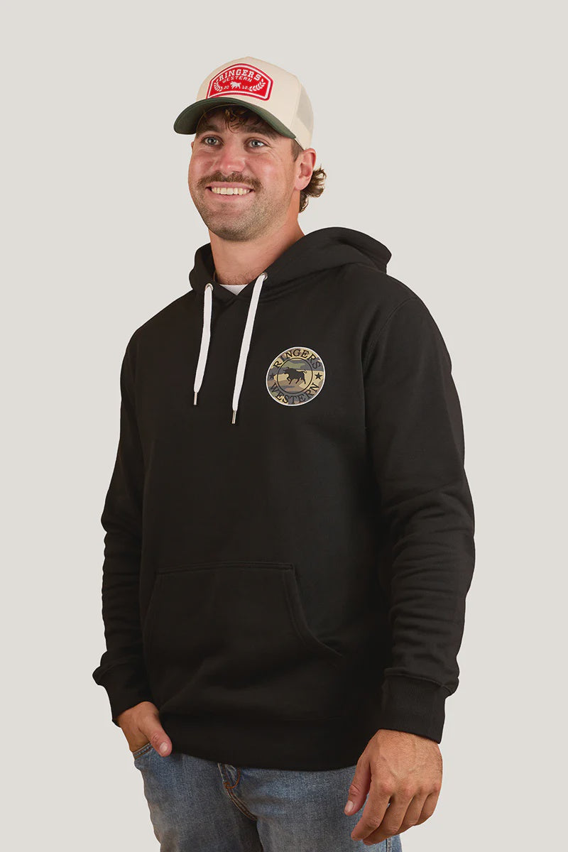 Ringers Western Signature Bull Mens Pullover Hoodie - Black/Camo