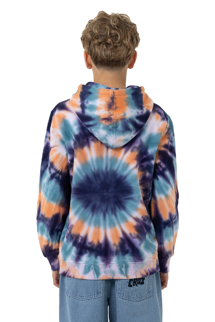 Santa Cruz Youth Check Waste Dot Mono Front Hoodie Navy Tie Dye