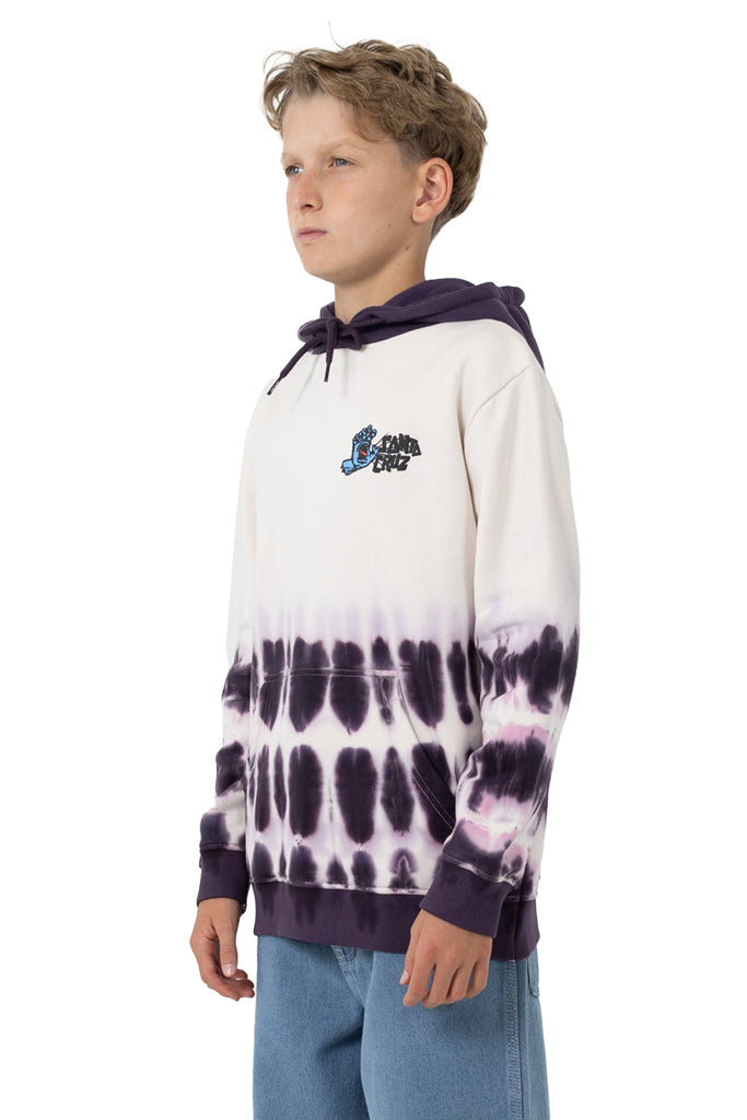 Santa Cruz Youth Yelling Hand Hoodie Cream-Purple Tie Dye