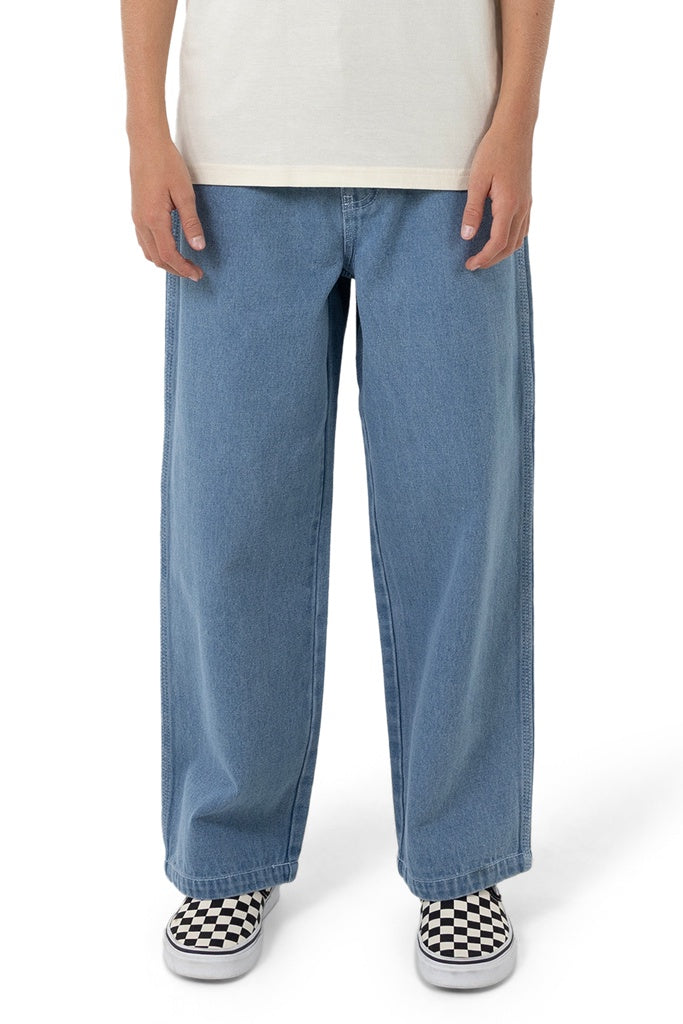 Santa Cruz Youth Yelling Stack Baggy Denim Jeans Mid Blue Denim