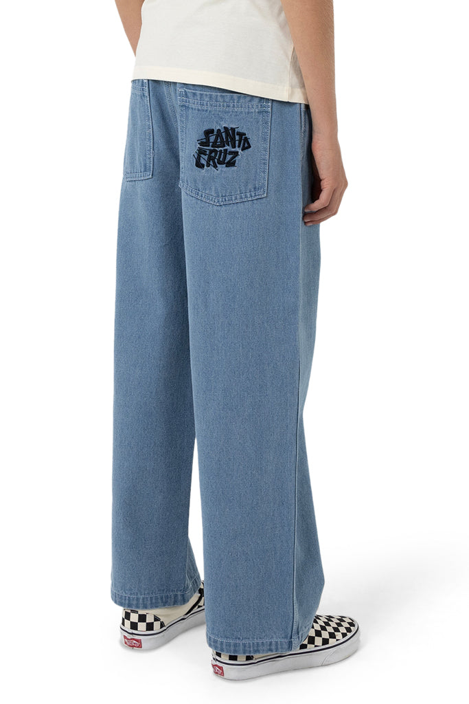 Santa Cruz Youth Yelling Stack Baggy Denim Jeans Mid Blue Denim
