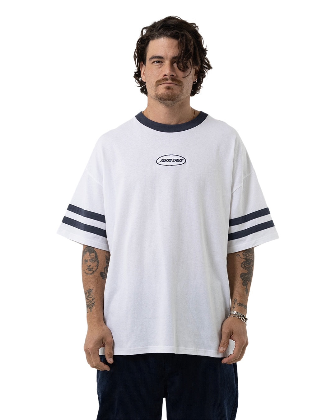 Santa Cruz Oval Strip Front Tee White