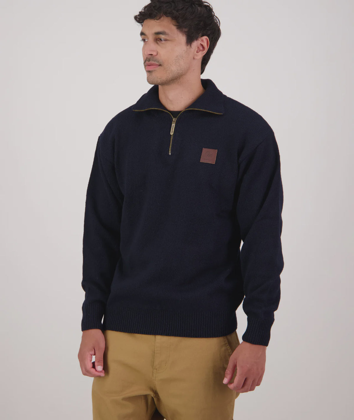 Swanndri Mariner Zip Neck Sweater Navy
