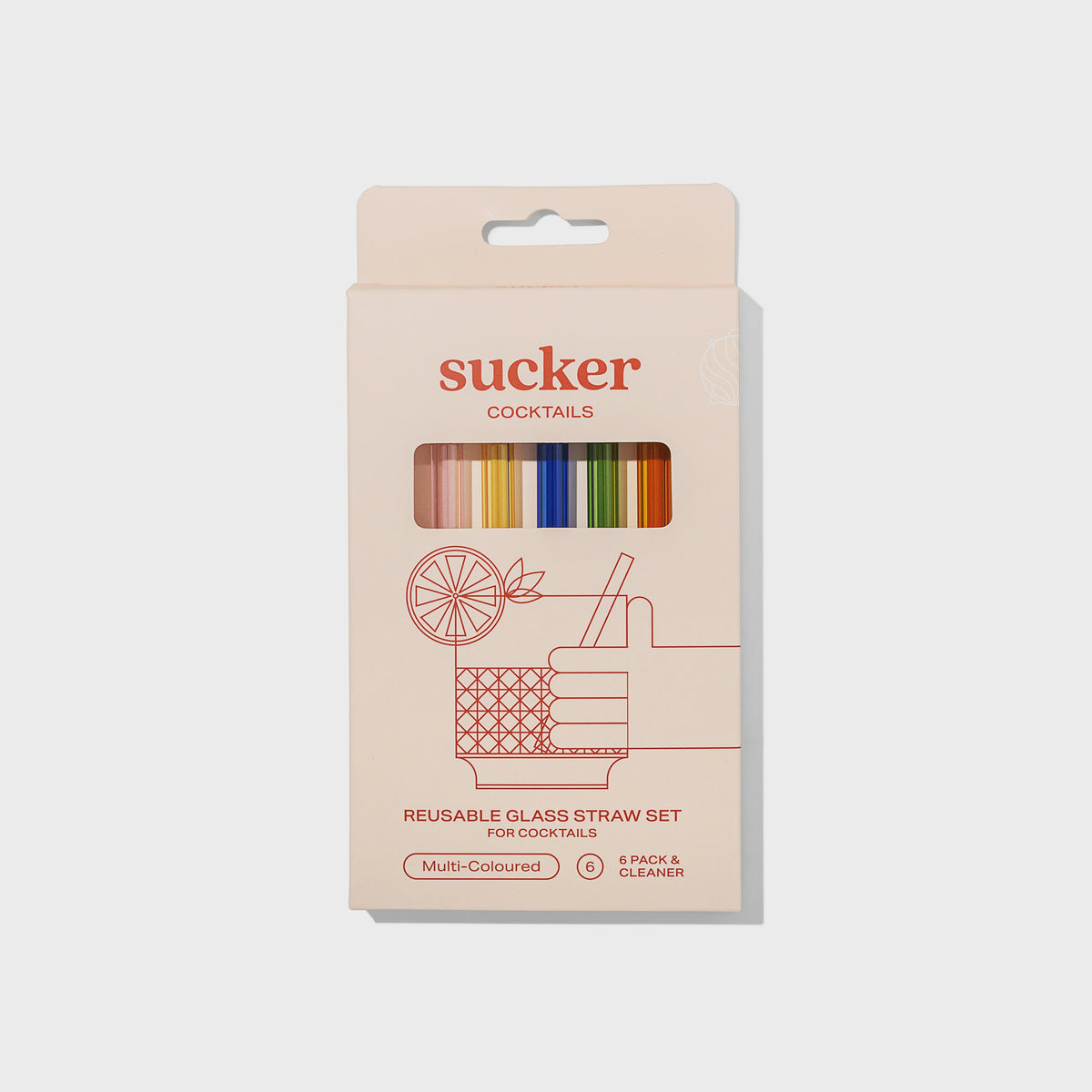 Sucker Cocktail Glass Straw Set - Multi