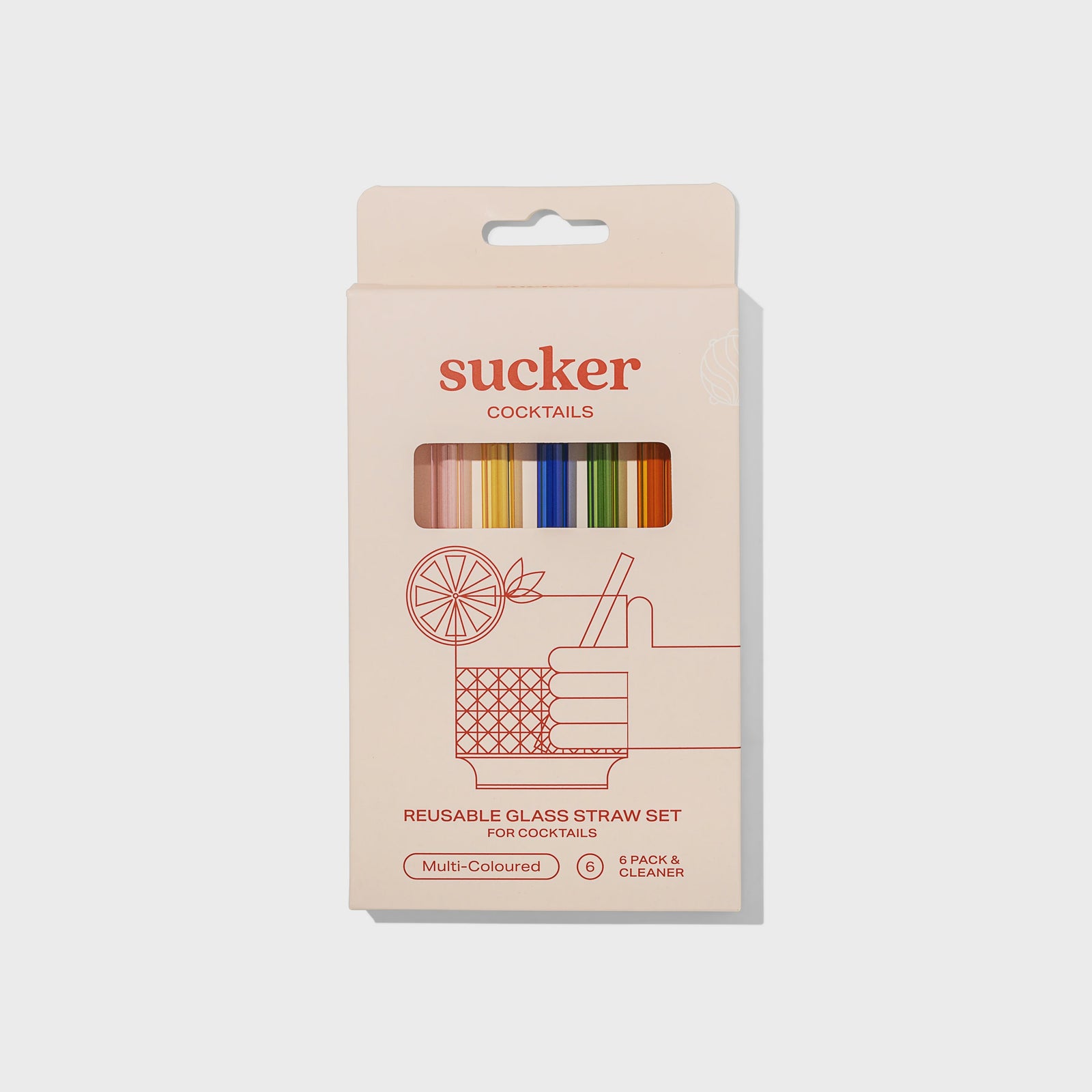 Sucker Cocktail Glass Straw Set - Multi