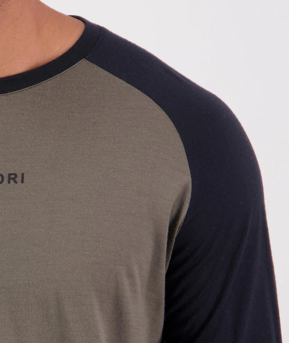 Swanndri Carlton Mns LS Merino Tee Dark Olive/Black