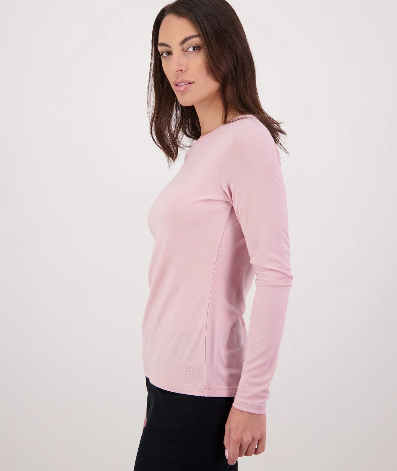 Swanndri Cass Womens LS Merino Top Pink Salt