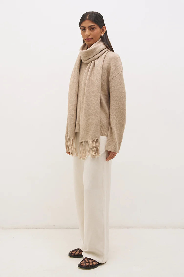 Mon Renn Scarf Knit Jumper Natural