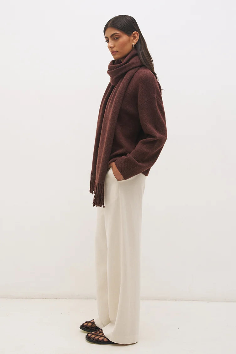 Mon Renn Scarf Knit Jumper Cacao