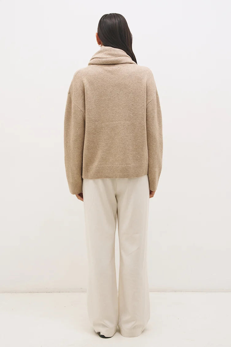 Mon Renn Scarf Knit Jumper Natural