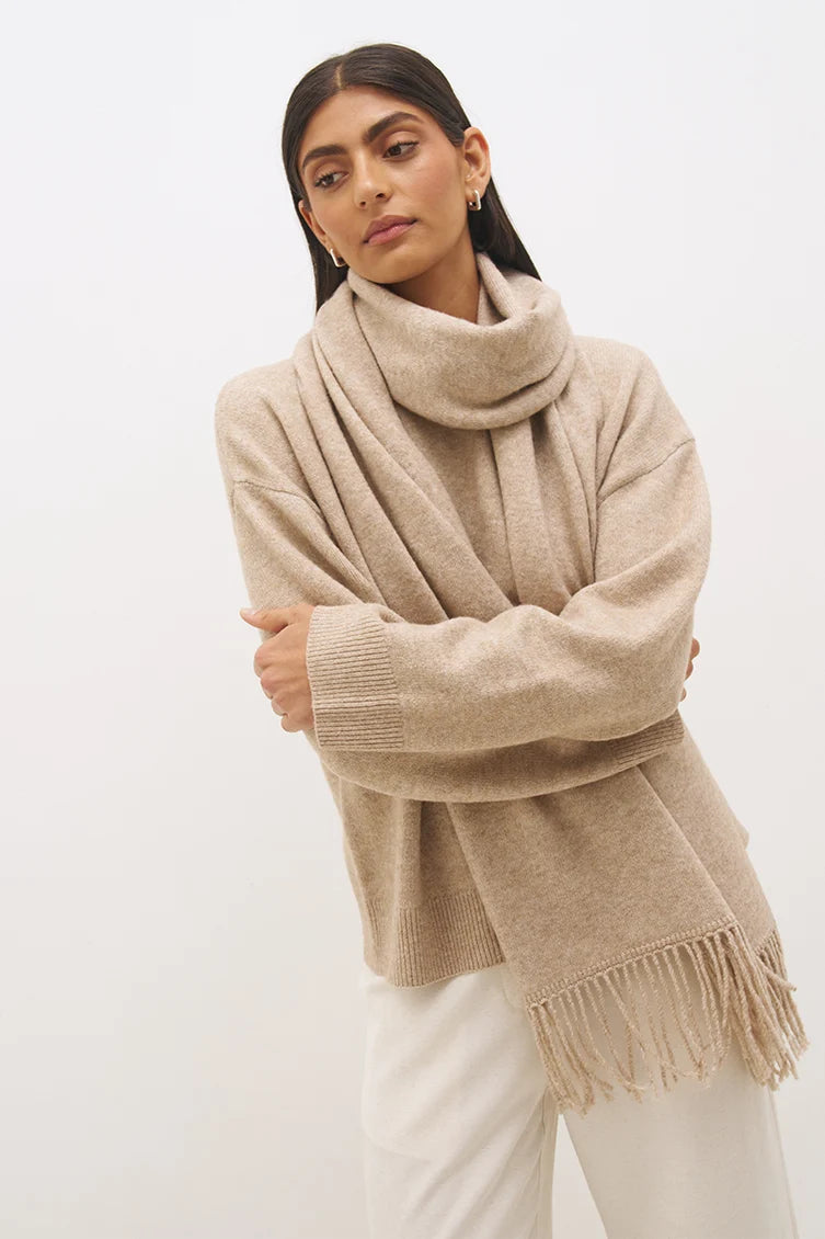 Mon Renn Scarf Knit Jumper Natural