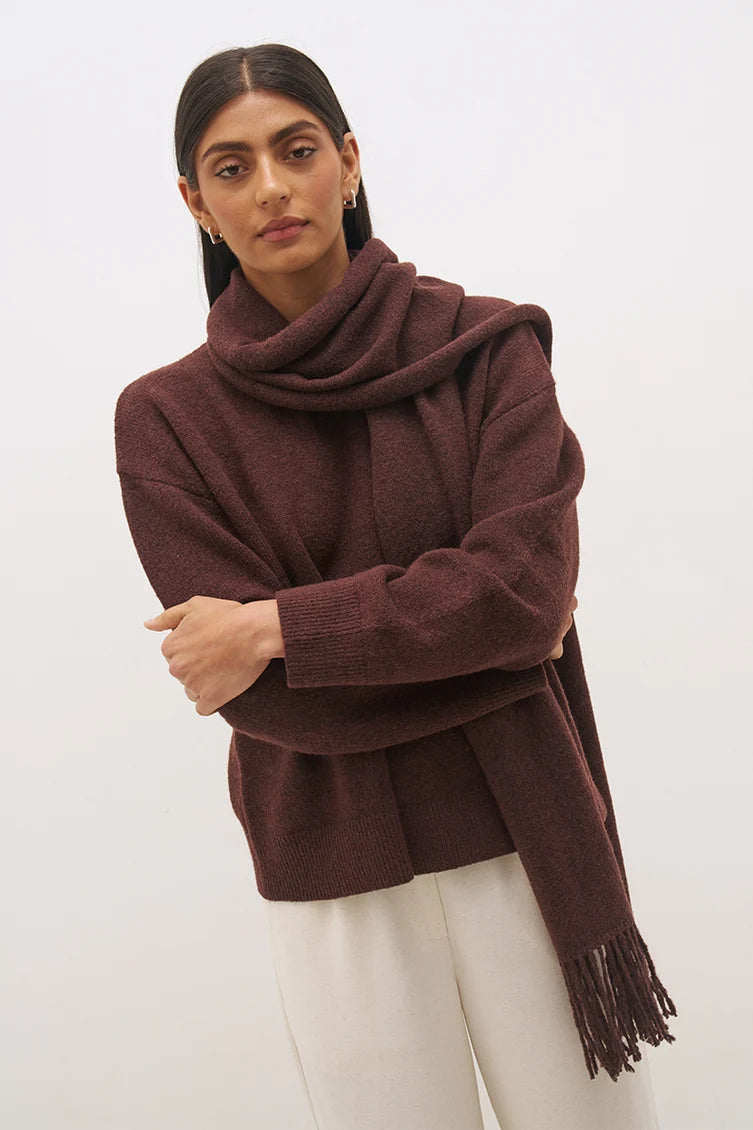 Mon Renn Scarf Knit Jumper Cacao