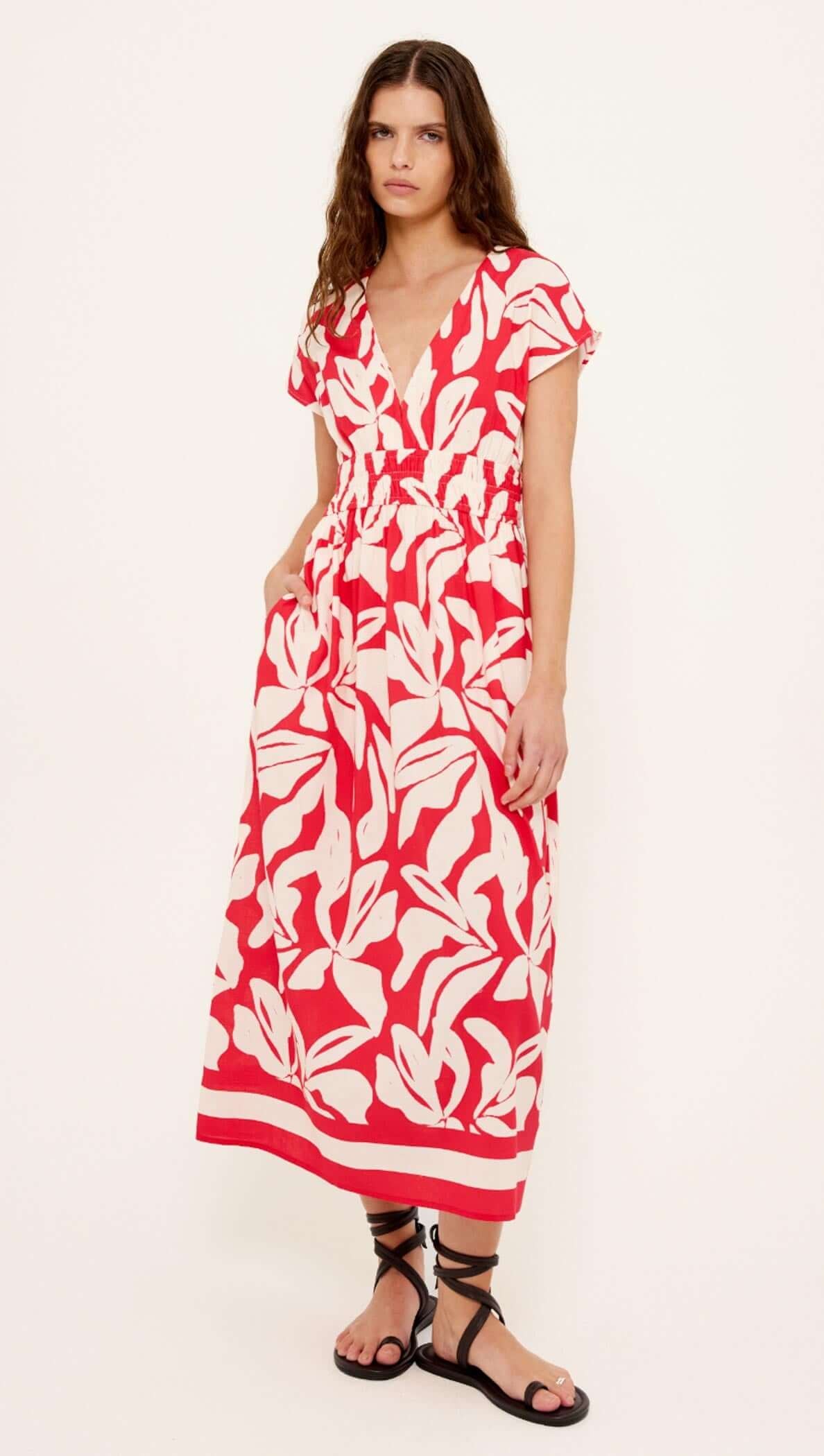 Staple The Label Serata Shirred Midi Dress