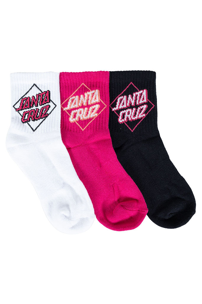 Santa Cruz Simplified Solitaire Dot Mid Sock White-Black-Pink