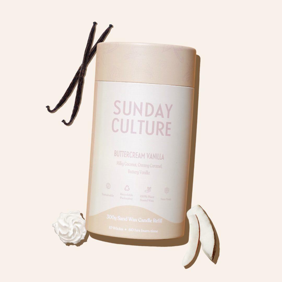 Sunday Culture Small Buttercream Vanilla Ready-to-Pour Sand Wax