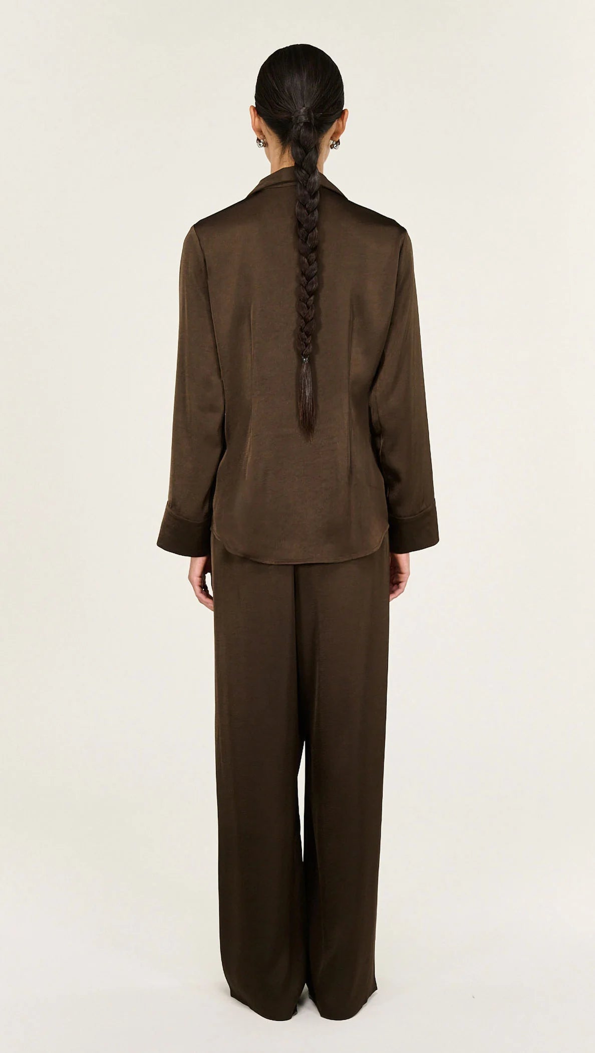 Staple The Label Solace Satin Shirt Choc