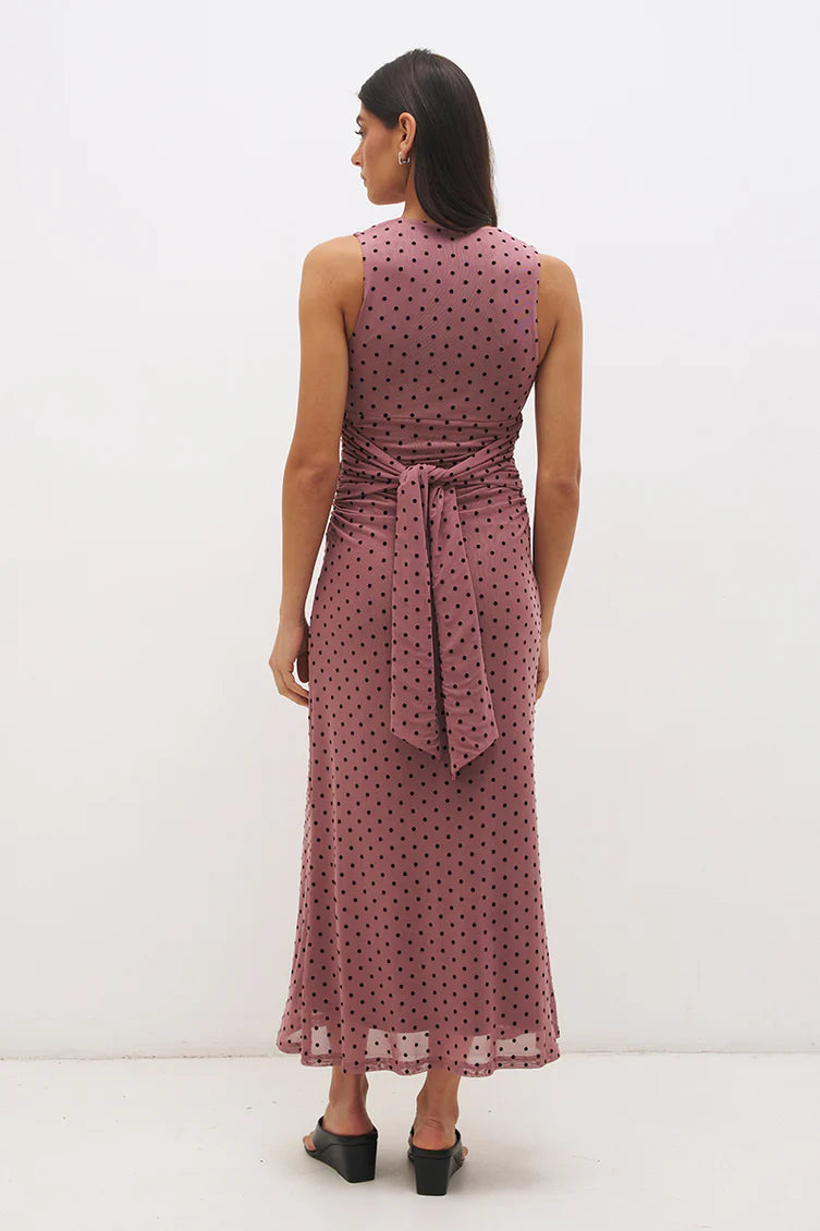 Mon Renn Sonata Spot Dress Rosewood and Black