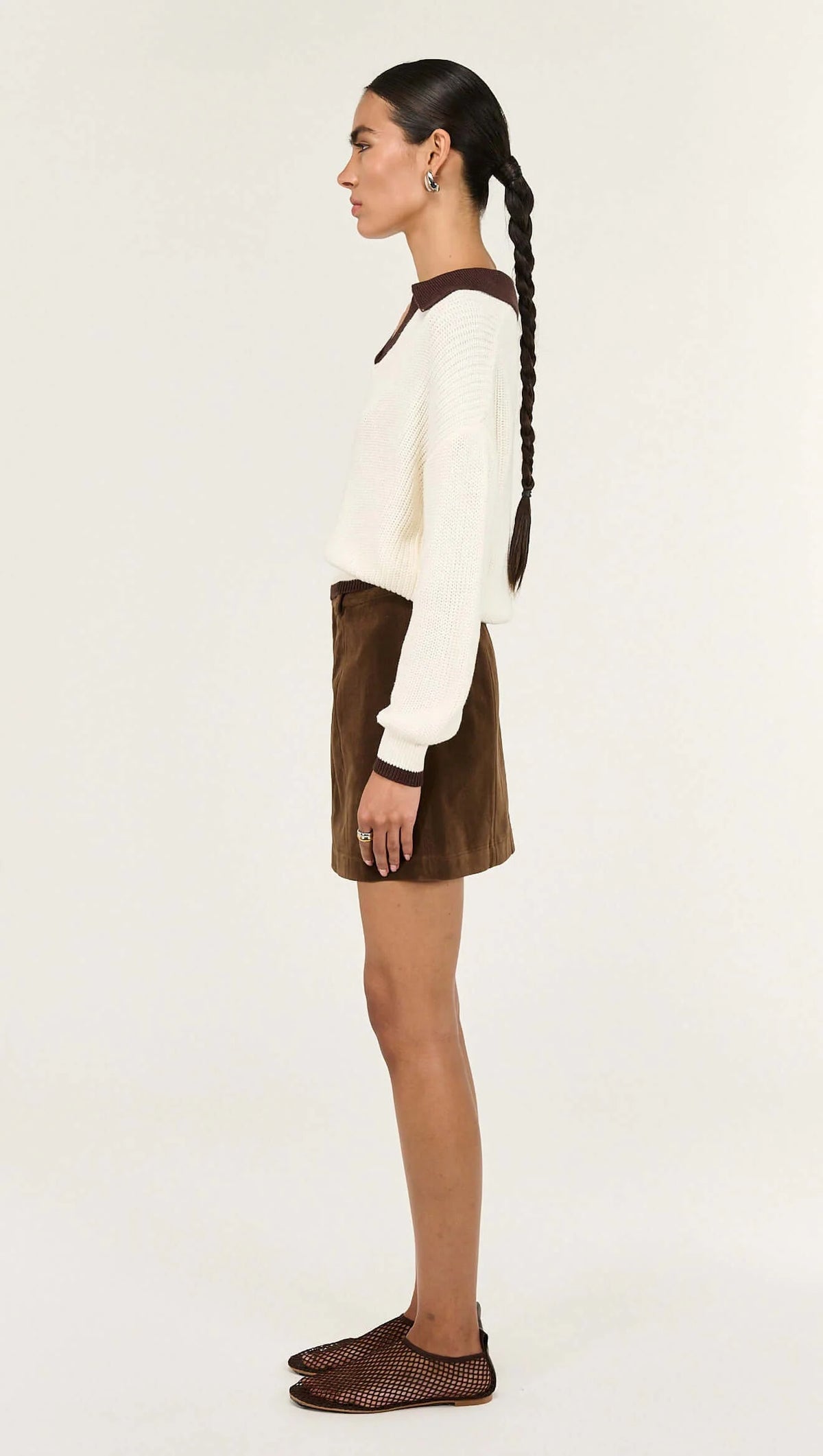 Staple The Label Nina Faux Suede Mini Skirt Choc