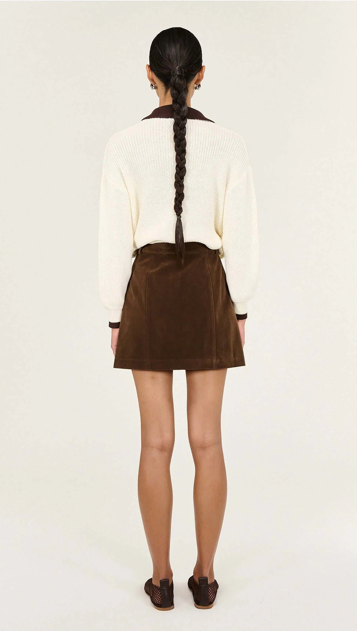 Staple The Label Nina Faux Suede Mini Skirt Choc