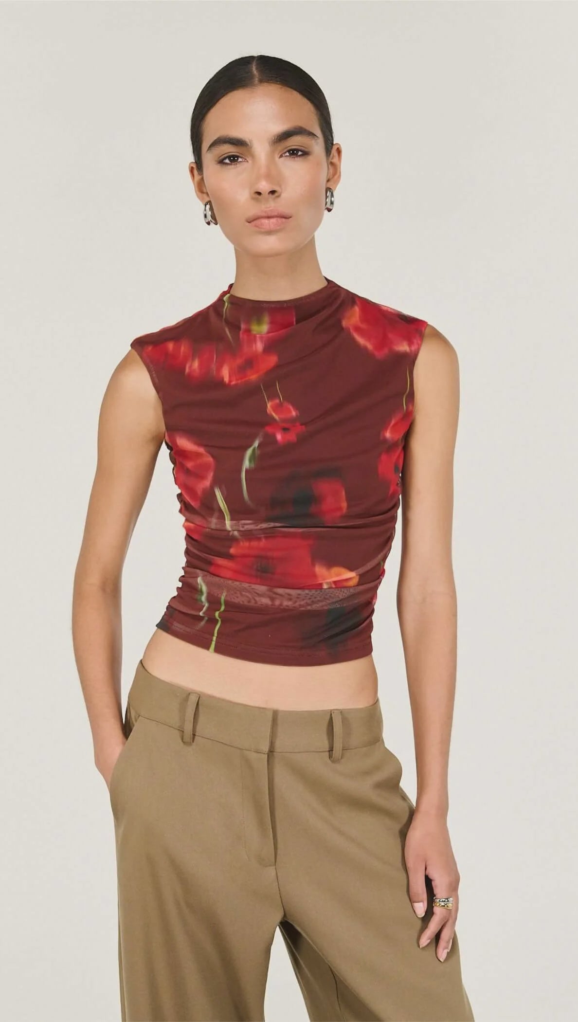 Staple The Label Vivi Mesh Top Choc